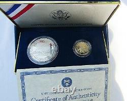 1987 US Mint Constitution 2 Coin Set $5 Gold and Silver Dollar with Box COA