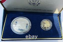 1987 US Mint Constitution 2 Coin Set $5 Gold and Silver Dollar with Box COA