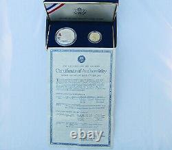 1987 US Mint Constitution 2 Coin Set $5 Gold and Silver Dollar with Box COA