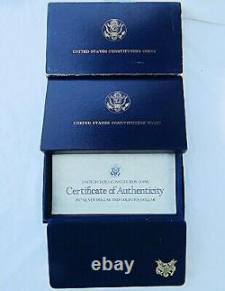 1987 US Mint Constitution 2 Coin Set $5 Gold and Silver Dollar with Box COA