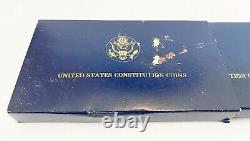 1987 US Mint Constitution 2 Coin Set $5 Gold and Silver Dollar with Box COA A