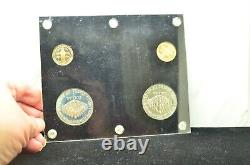 1987 U. S. Constitution 4 Coin Display with Two $5 Gold & Two $1 Silver Proof & Unc