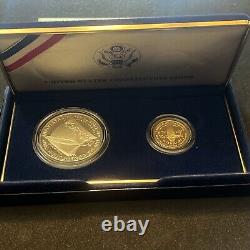1987 U. S. Mint Constitution Coins Proof Set Silver Dollar & Gold Five Dollar COA