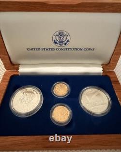 1987 United States Constitution 4 Coin Set 2 Silver Dollars & 2 Gold $5 withCOA