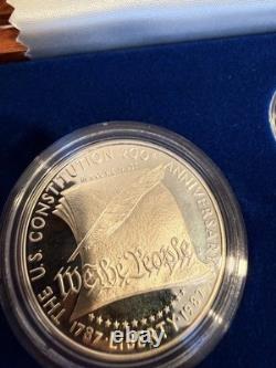 1987 United States Constitution 4 Coin Set 2 Silver Dollars & 2 Gold $5 withCOA