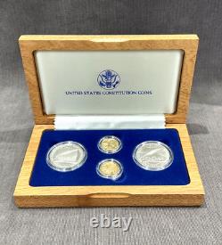 1987 United States Constitution Four Coin Set 2 Silver Dollars 2 $5 Gold Proof