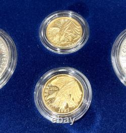 1987 United States Constitution Four Coin Set 2 Silver Dollars 2 $5 Gold Proof