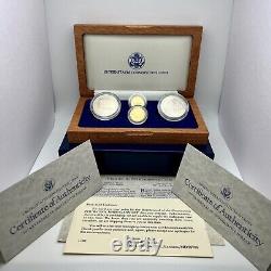 1987 United States Constitution Four-Coin Set 2 Silver Dollars, 2 Gold $5 Proof