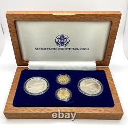 1987 United States Constitution Four-Coin Set 2 Silver Dollars, 2 Gold $5 Proof