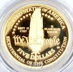 1987 W $5 Gold Coin Constitution Commemorative Superb Gem Ultra Cameo Proof