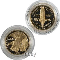 1987 W $5 U. S. Constitution Commemorative Gold Proof Coin Collectible
