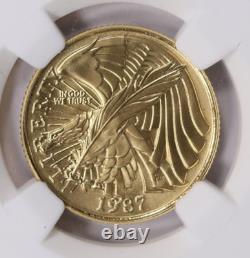 1987-W CONSTITUTION Gold $5 COMMEMORATIVE NGC MS70