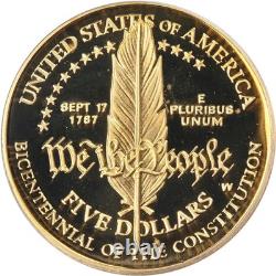 1987-W Constitutio Comm. $5 Gold NCG PF70 Ultra Cameo U. S. Vault Collection Coin