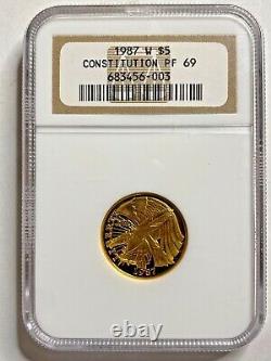 1987-W Constitution $5 Gold Coin, NGC Proof 69