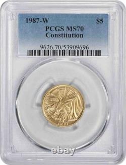 1987-W Constitution $5 Gold Five Dollar Mint State 70 Commemorative MS70 PCGS
