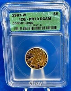 1987-W Constitution $5 Gold Proof Coin ICG PR70DCAM