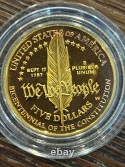 1987-W Constitution Bicentennial $5 Gold Coin 90% Gold US Mint Commemorative