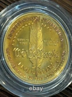 1987-W Constitution Bicentennial $5 Gold Coin 90% Gold US Mint Commemorative