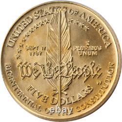 1987-W Constitution Commemorative Gold $5 ICG MS70 STOCK