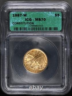 1987-W Constitution Commemorative Gold $5 ICG MS70 STOCK