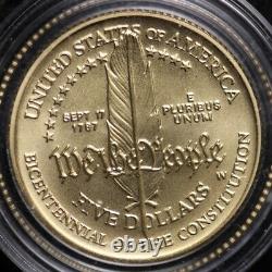 1987-W GOLD Constitution Commemorative Nice Coin $5 Gold Piece BU Free Shipping