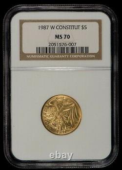 1987-W G$5 US Constitution Commemorative Gold Coin NGC MS 70 SKU-G1009