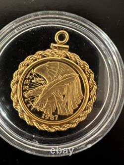 1987-W US Gold $5.00 Constitution Commemorative Coin WithRope Braided Bezel