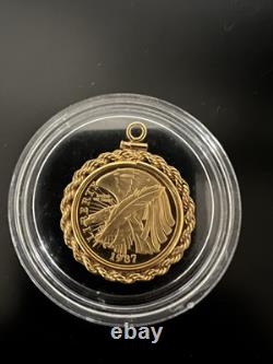 1987-W US Gold $5.00 Constitution Commemorative Coin WithRope Braided Bezel