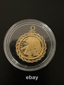 1987-W US Gold $5.00 Constitution Commemorative Coin WithRope Braided Bezel