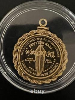 1987-W US Gold $5.00 Constitution Commemorative Coin WithRope Braided Bezel