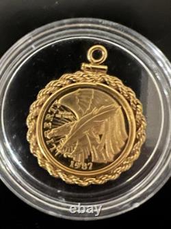 1987-W US Gold $5.00 Constitution Commemorative Coin WithRope Braided Bezel