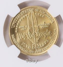 1987-W U. S. Constitution Bicentennial Gold $5 NGC MS70