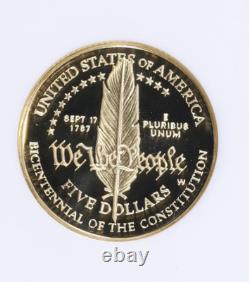 1987-W U. S. Constitution Bicentennial Gold $5 NGC PROOF PF70 UC
