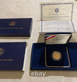 1987-W U. S. Gold Five Dollar Constitution Coin With Display & COA