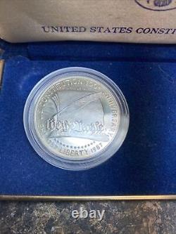 1987 us constitution commemorative 2 coin set Gold $5 Liberty /Silver Proof