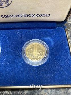 1987 us constitution commemorative 2 coin set Gold $5 Liberty /Silver Proof