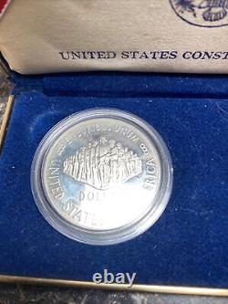 1987 us constitution commemorative 2 coin set Gold $5 Liberty /Silver Proof