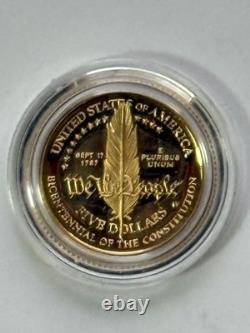 1987s MINT PROOF SILVER $1 & GOLD $5 ORIGINAL MINT DELIVERY 2 COINS