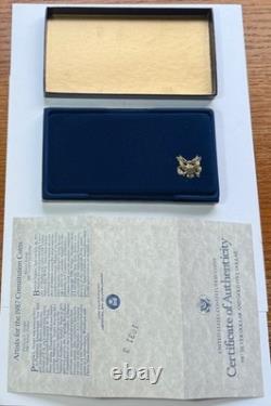 1987s MINT PROOF SILVER $1 & GOLD $5 ORIGINAL MINT DELIVERY 2 COINS