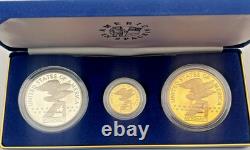1988 America In Space Gold Silver Bronze 3 Coin Commemorative Set