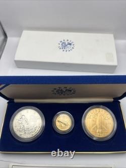 1988 America In Space Gold Silver Bronze 3 Coin Commemorative Set
