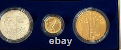 1988 America In Space Gold Silver Bronze 3 Coin Commemorative Set
