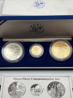 1988 America In Space Gold Silver Bronze 3 Coin Commemorative Set