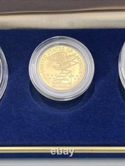 1988 America In Space Gold Silver Bronze 3 Coin Commemorative Set