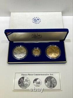 1988 America in Space Commemorative Gold, Silver, & Copper 3 Coin Set With COA