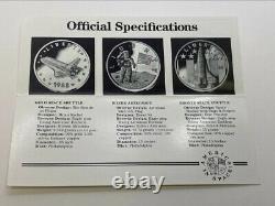 1988 America in Space Commemorative Gold, Silver, & Copper 3 Coin Set With COA