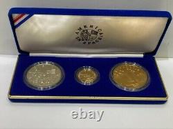 1988 America in Space Commemorative Gold, Silver, & Copper 3 Coin Set With COA