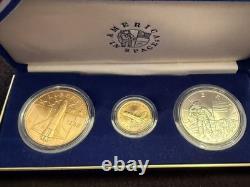 1988 America in Space Young Astronauts Commemorative 3 coin set Gold/Silver