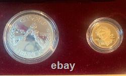 1988 Olympic 2-Coin Gold & Silver Commemorative Proof Set with COA & Box D3