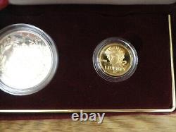 1988 Olympic 2 Coin Proof Set $5 Gold Half Eagle and Silver Dollar with Box